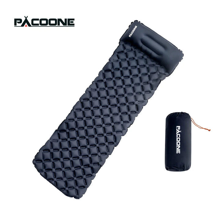 PACOONE Ultralight Camping Sleeping Pad – Folding Air Mattress with Pillow for Hiking & Travel