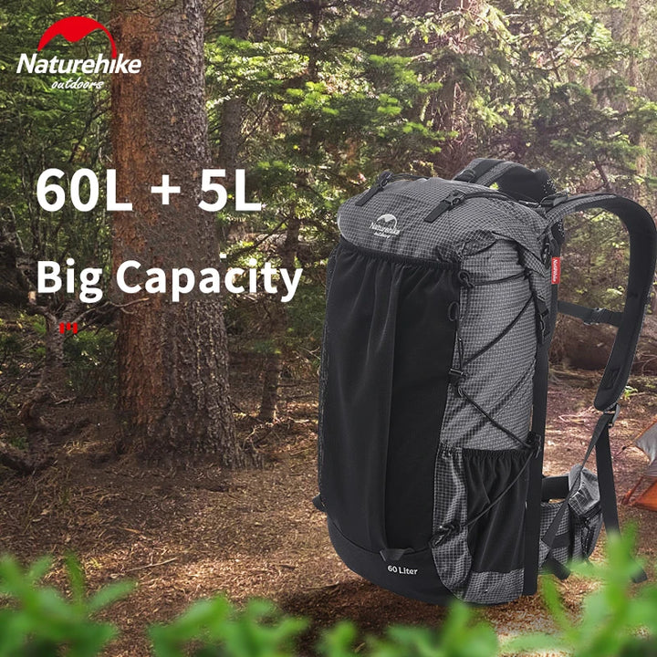 Naturehike 60+5L Waterproof Hiking Backpack – Ultralight Camping & Climbing Travel Pack
