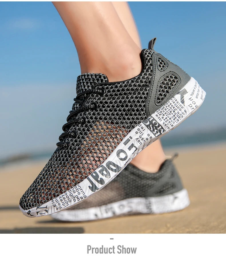 Men’s Summer Aqua Shoes – Breathable Air Mesh Water Sneakers for Beach & Sports