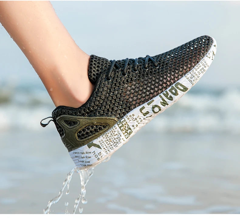 Men’s Summer Aqua Shoes – Breathable Air Mesh Water Sneakers for Beach & Sports