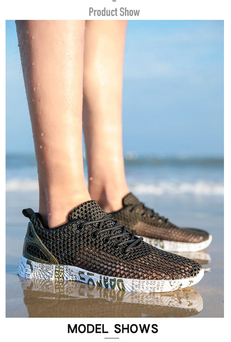 Men’s Summer Aqua Shoes – Breathable Air Mesh Water Sneakers for Beach & Sports
