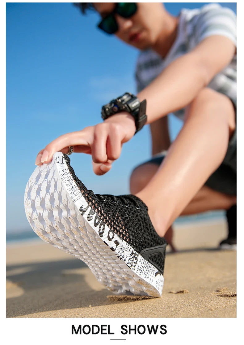 Men’s Summer Aqua Shoes – Breathable Air Mesh Water Sneakers for Beach & Sports