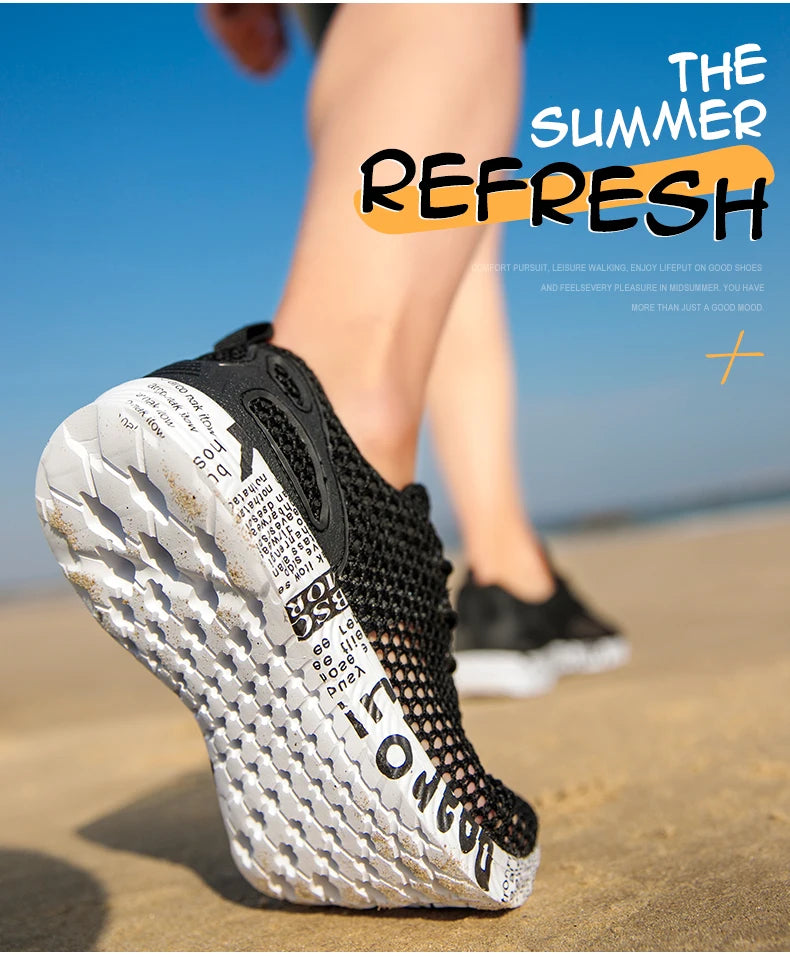 Men’s Summer Aqua Shoes – Breathable Air Mesh Water Sneakers for Beach & Sports