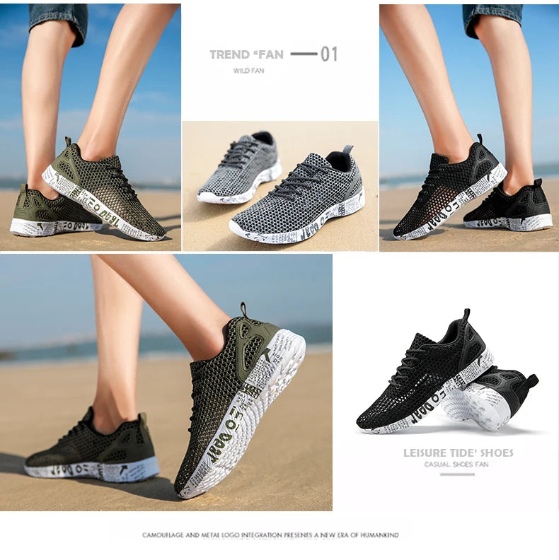 Men’s Summer Aqua Shoes – Breathable Air Mesh Water Sneakers for Beach & Sports