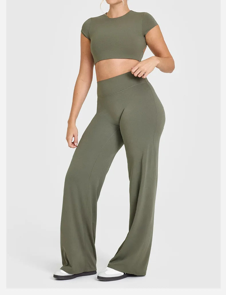 Women’s High-Waist Wide-Leg Yoga Pants – Breathable, Loose Fit, Hip-Lifting Fitness Trousers