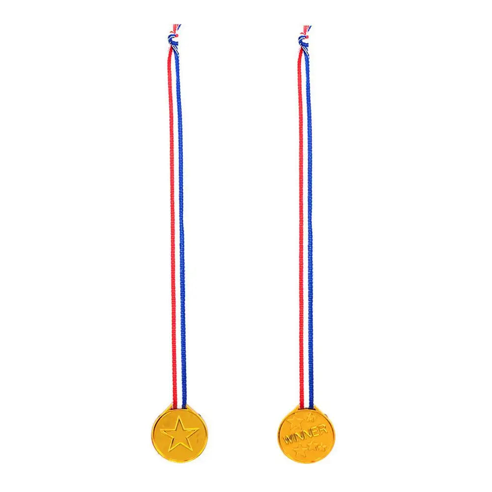 10/20pcs Gold Plastic Winner Medals – Party Favors & Game Prizes for Kids