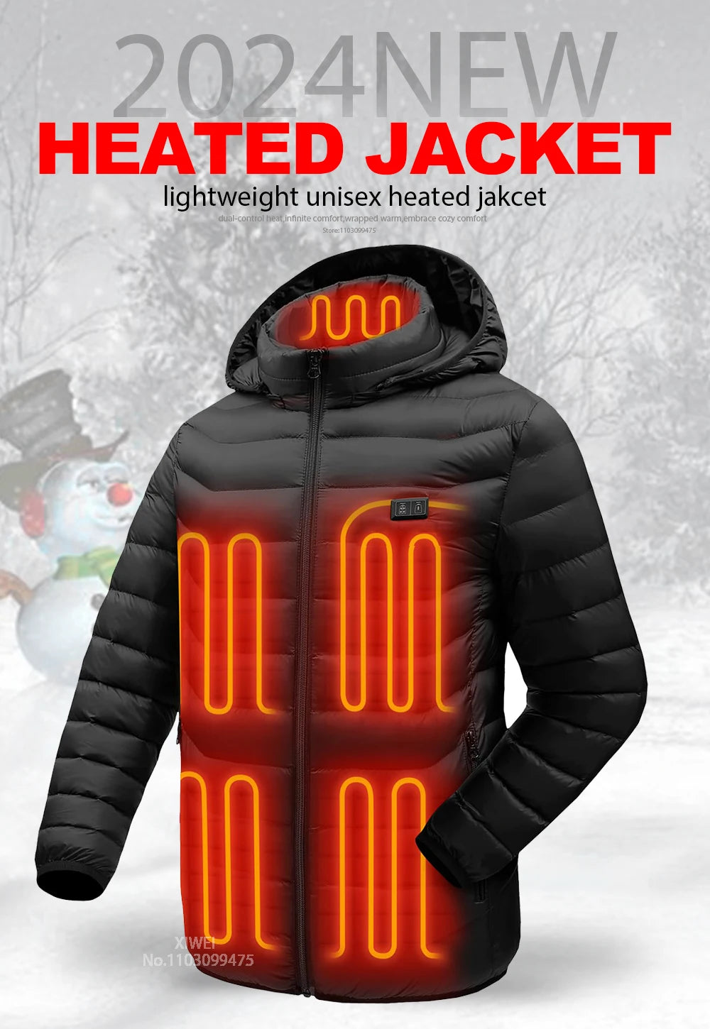 21-Zone USB Heated Jacket – Winter Heating Vest for Men & Women, Washable Outdoor Coat