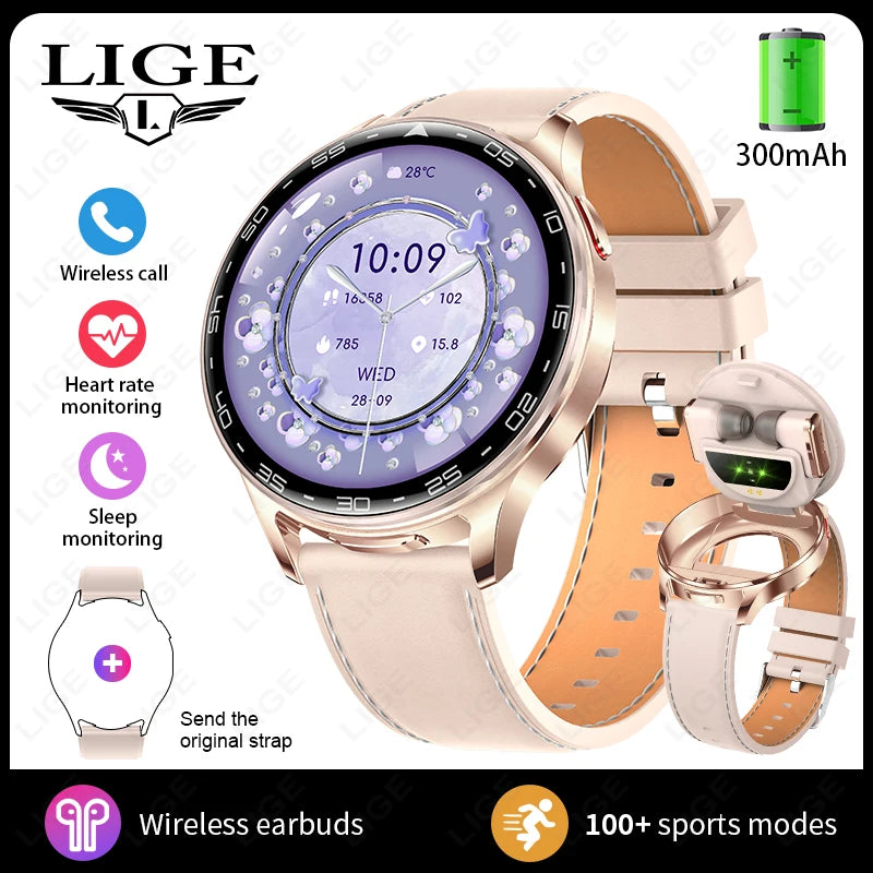 LIGE 2-in-1 Smartwatch with TWS Earbuds – Fitness Tracker with Music & Health Monitoring