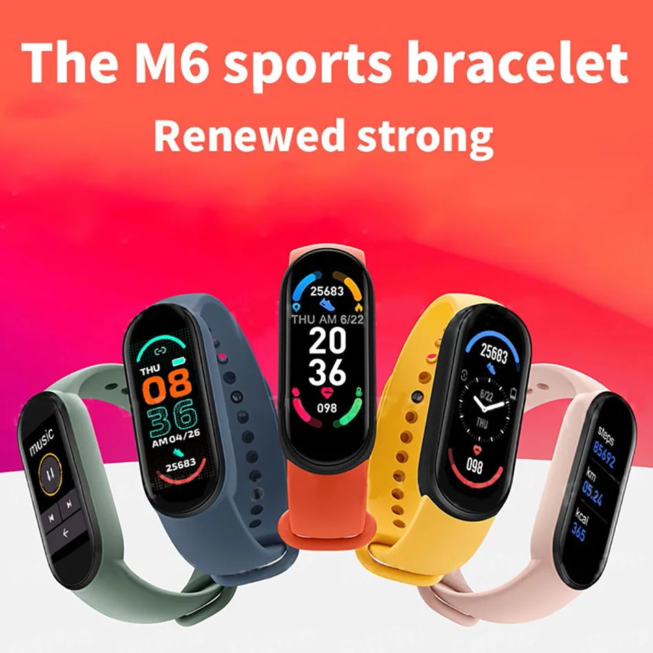 M6 Fitness Smart Watch – Waterproof Health Tracker for Men & Women