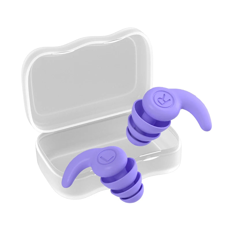 Silicone Waterproof Swimming Earplugs – 3-Layer Noise Reduction Soundproof Ear Plugs (1 Pair)