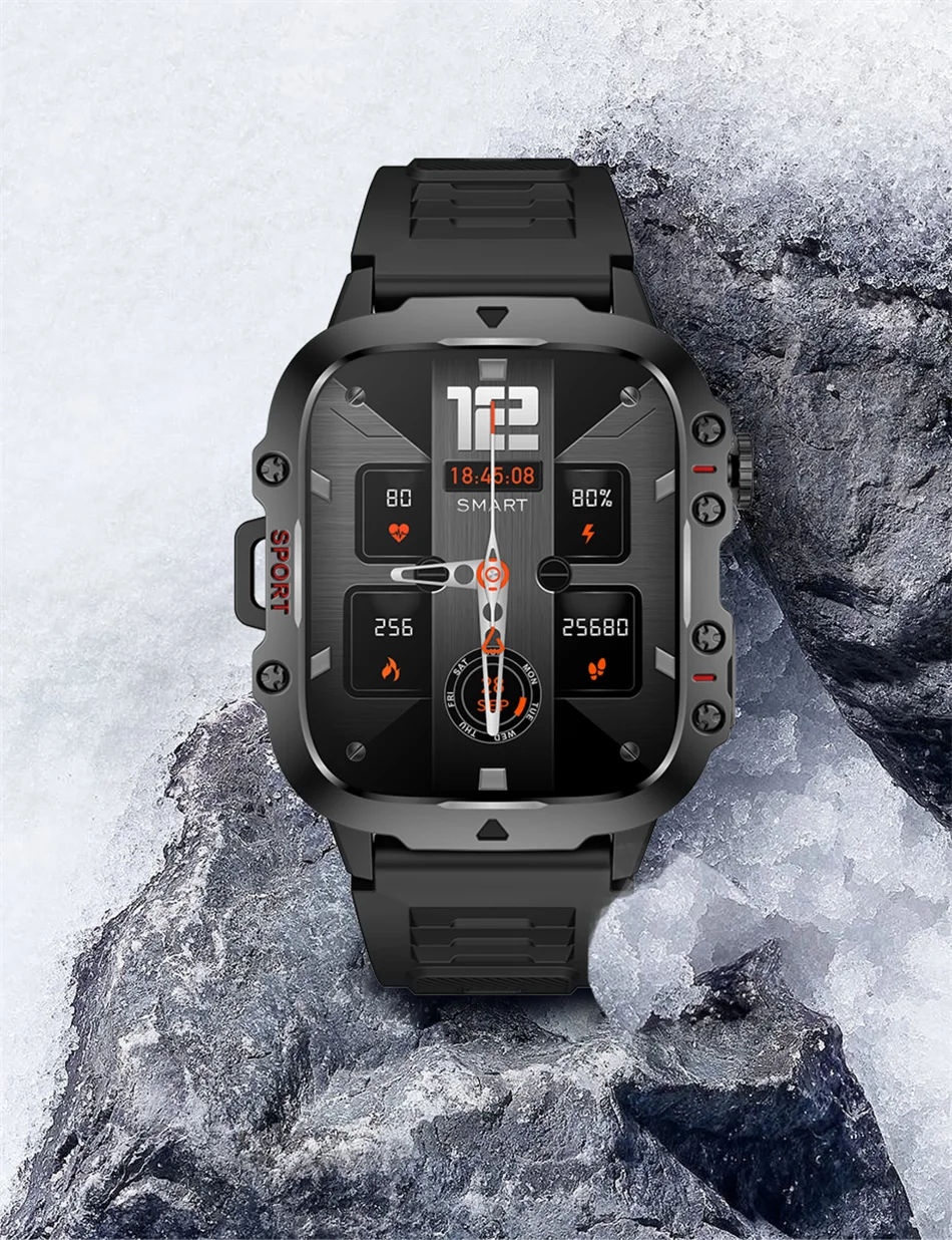 2024 Rugged Smartwatch for Men – 1.96" Bluetooth Call, 5ATM Waterproof, Fitness & Health Tracker