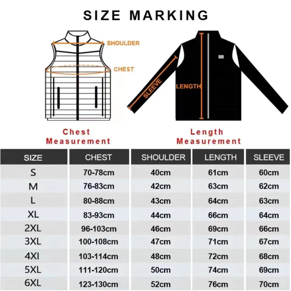 21-Zone USB Heated Jacket – Winter Heating Vest for Men & Women, Washable Outdoor Coat