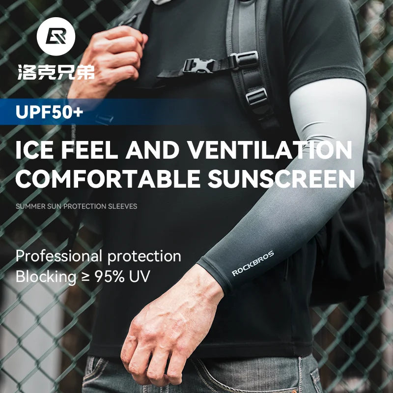 ROCKBROS Ice Silk Arm Sleeves – UV Protection for Cycling, Running & Outdoor Sports