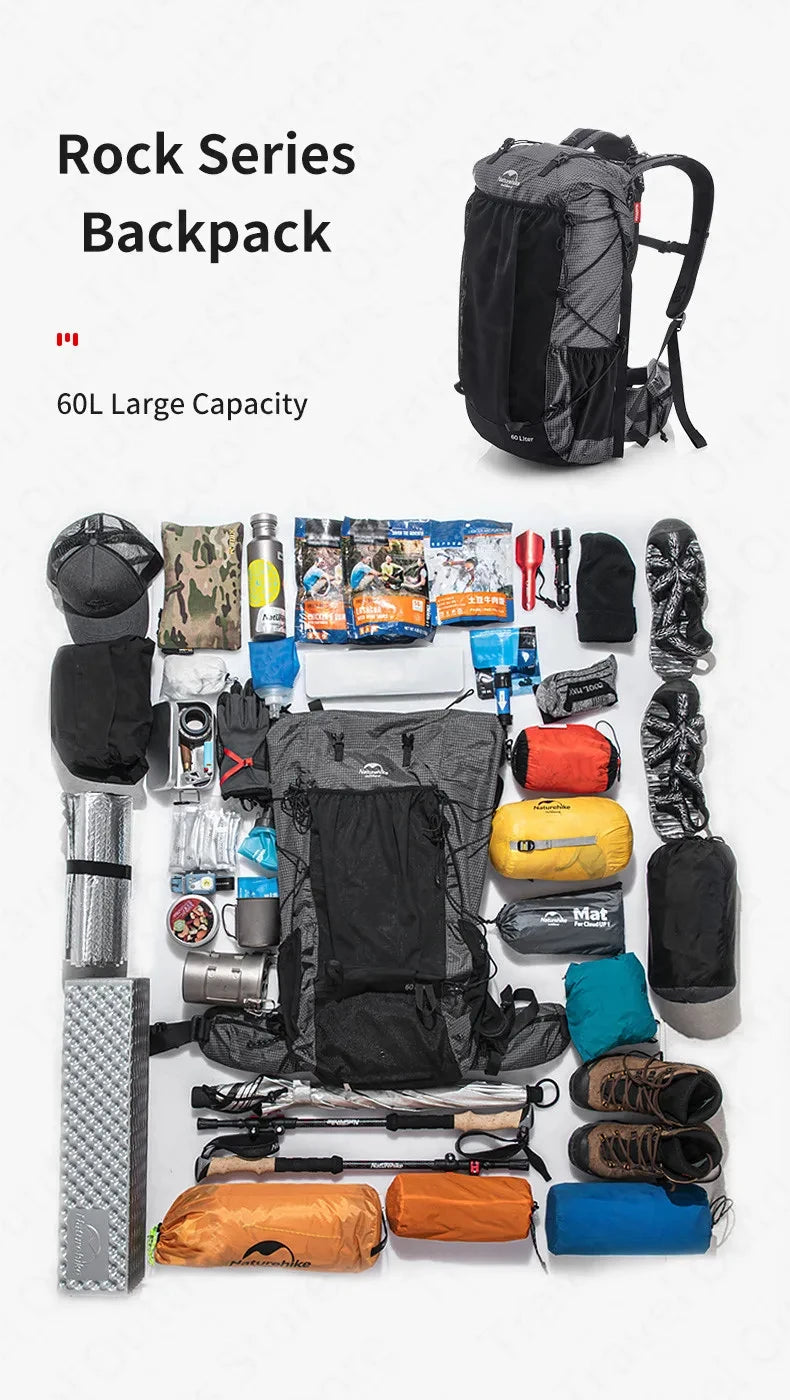 Naturehike 60+5L Waterproof Hiking Backpack – Ultralight Camping & Climbing Travel Pack