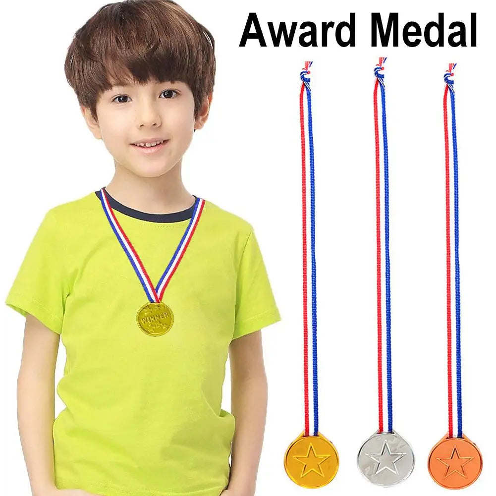 10/20pcs Gold Plastic Winner Medals – Party Favors & Game Prizes for Kids