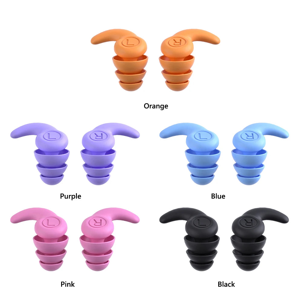 Silicone Waterproof Swimming Earplugs – 3-Layer Noise Reduction Soundproof Ear Plugs (1 Pair)