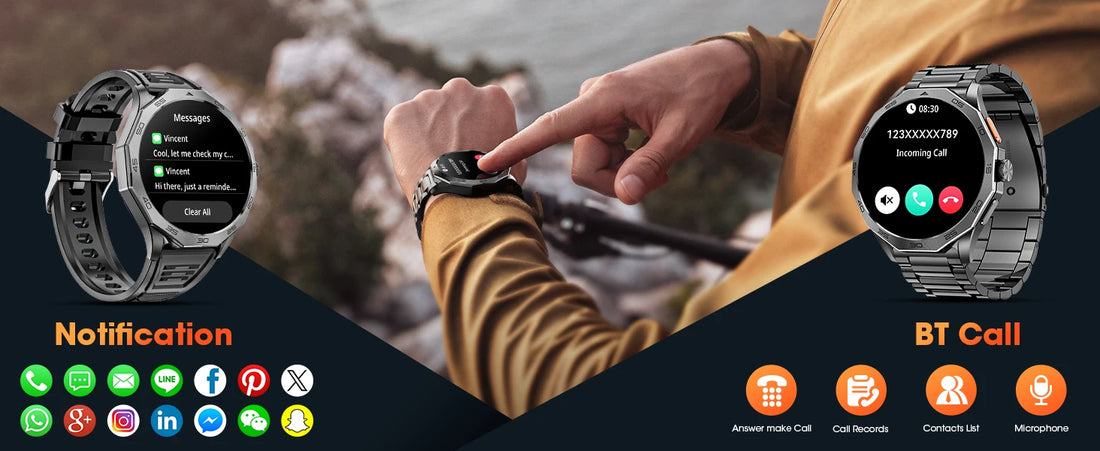 Karchilor Men’s Smartwatch – 1.85" HD Screen, Bluetooth Calling, IP68 Waterproof Fitness Watch