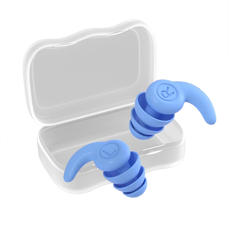 Silicone Waterproof Swimming Earplugs – 3-Layer Noise Reduction Soundproof Ear Plugs (1 Pair)