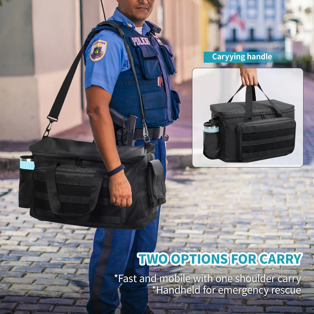 Police Duty Patrol Bag – Water-Resistant Front Seat Organizer for Law Enforcement Gear
