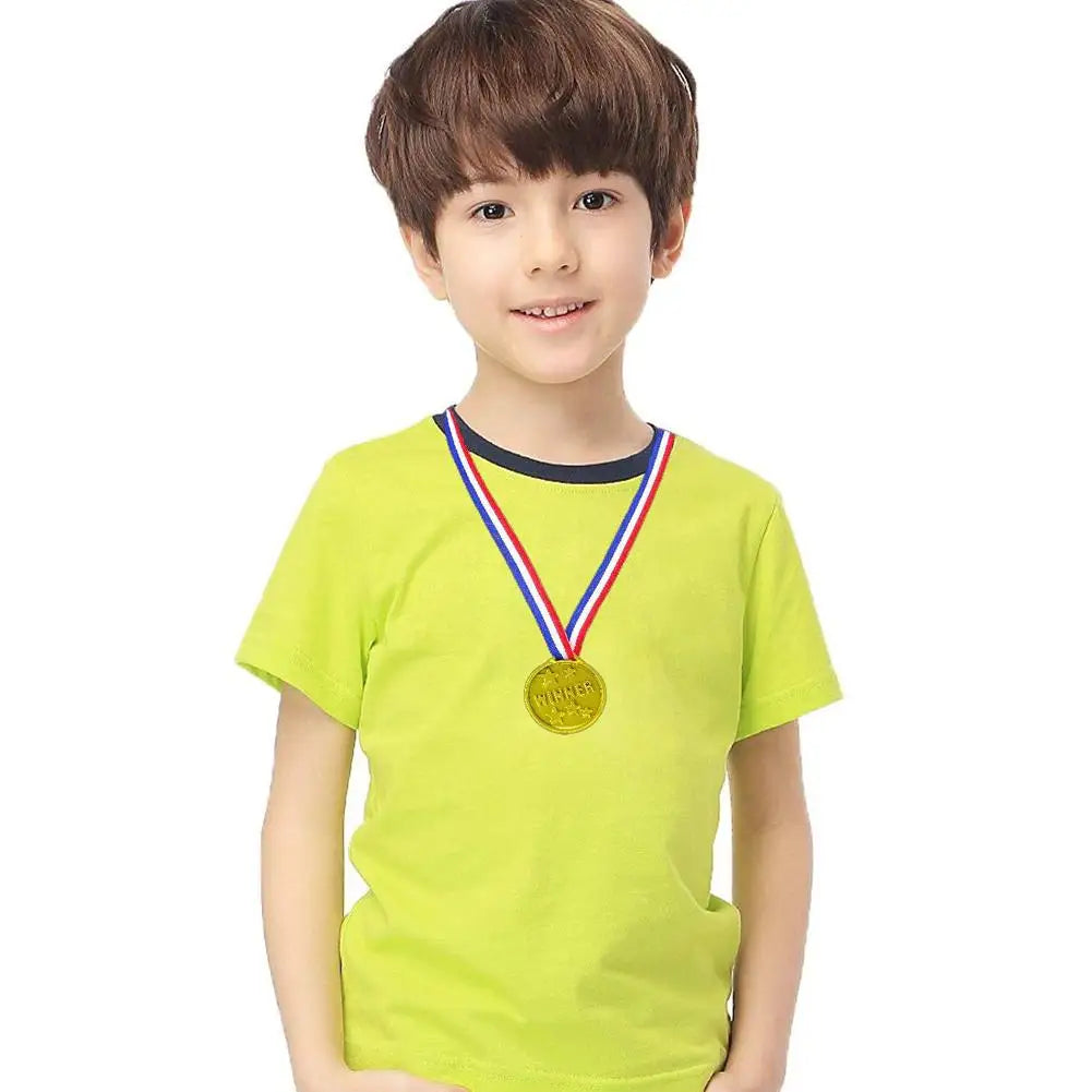 10/20pcs Gold Plastic Winner Medals – Party Favors & Game Prizes for Kids