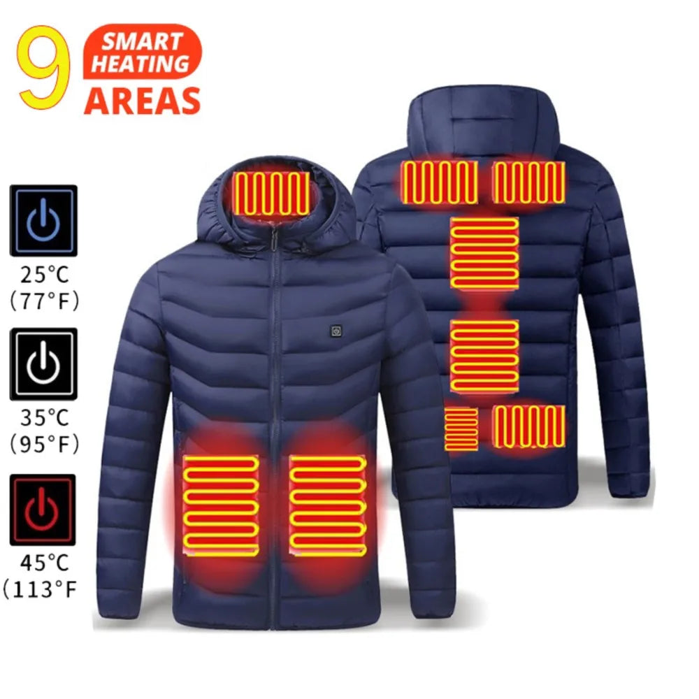 21-Zone USB Heated Jacket – Winter Heating Vest for Men & Women, Washable Outdoor Coat