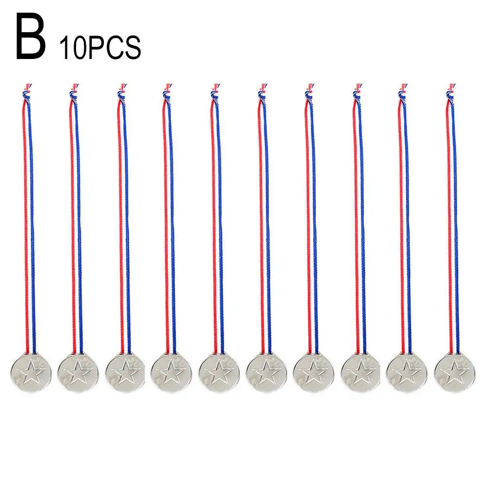 10/20pcs Gold Plastic Winner Medals – Party Favors & Game Prizes for Kids