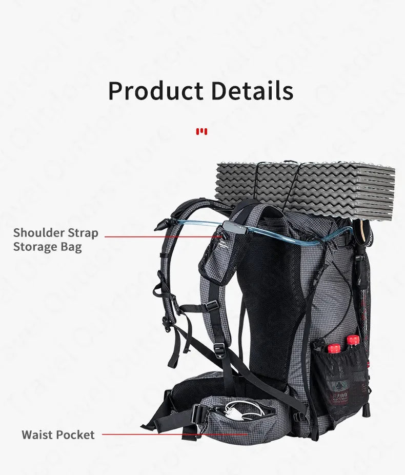 Naturehike 60+5L Waterproof Hiking Backpack – Ultralight Camping & Climbing Travel Pack
