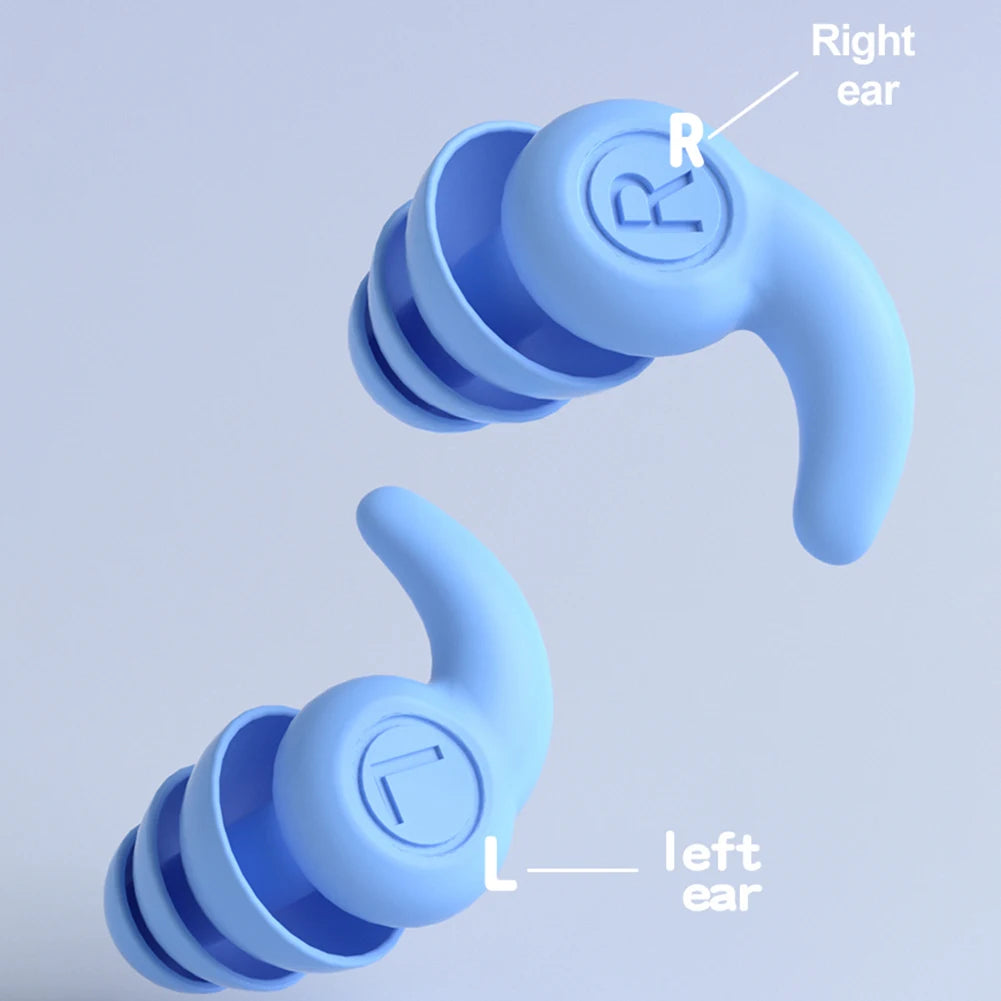 Silicone Waterproof Swimming Earplugs – 3-Layer Noise Reduction Soundproof Ear Plugs (1 Pair)