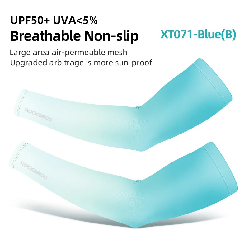 ROCKBROS Ice Silk Arm Sleeves – UV Protection for Cycling, Running & Outdoor Sports