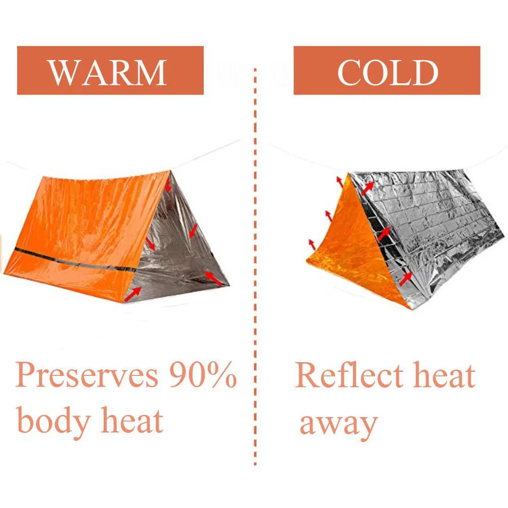 2-Person Emergency Shelter Kit – Waterproof Mylar Tent, Bivy & Thermal Blanket for Outdoor Survival