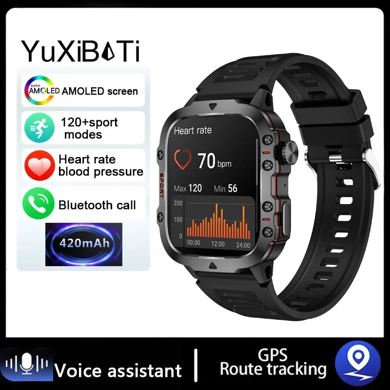 2024 Rugged Smartwatch for Men – 1.96" Bluetooth Call, 5ATM Waterproof, Fitness & Health Tracker