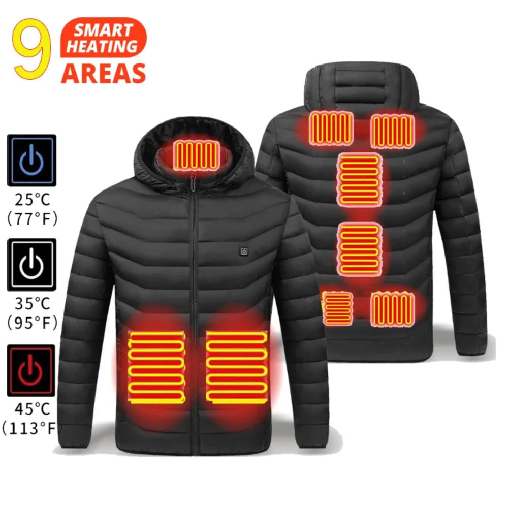 21-Zone USB Heated Jacket – Winter Heating Vest for Men & Women, Washable Outdoor Coat