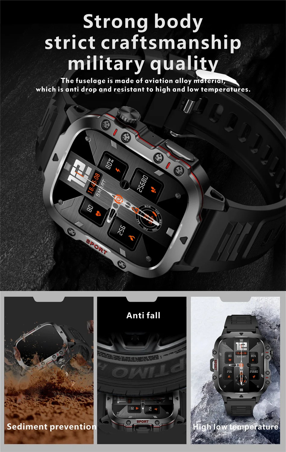 2024 Rugged Smartwatch for Men – 1.96" Bluetooth Call, 5ATM Waterproof, Fitness & Health Tracker