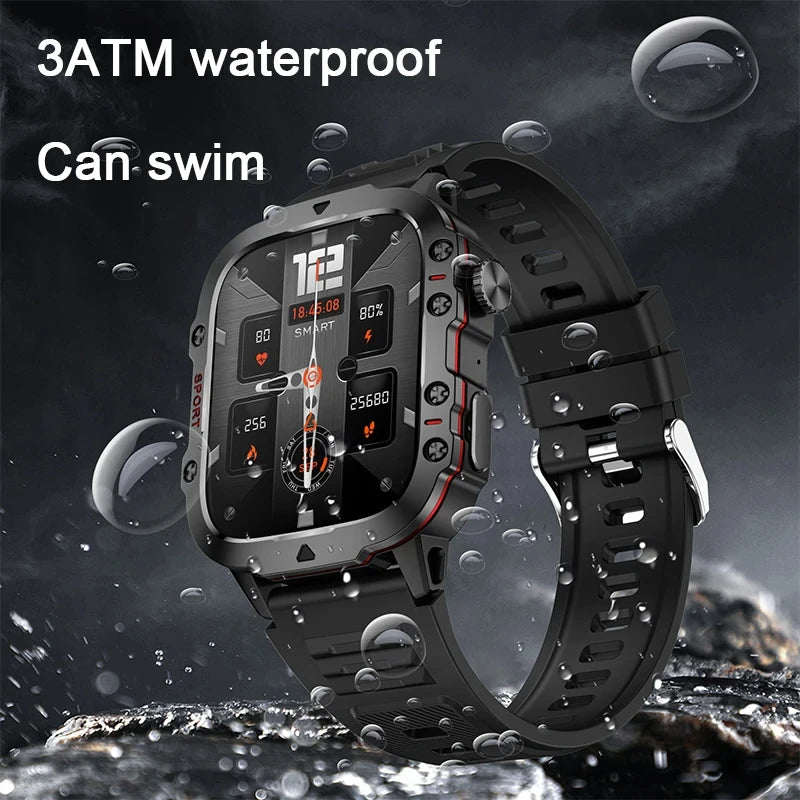 2024 Rugged Smartwatch for Men – 1.96" Bluetooth Call, 5ATM Waterproof, Fitness & Health Tracker