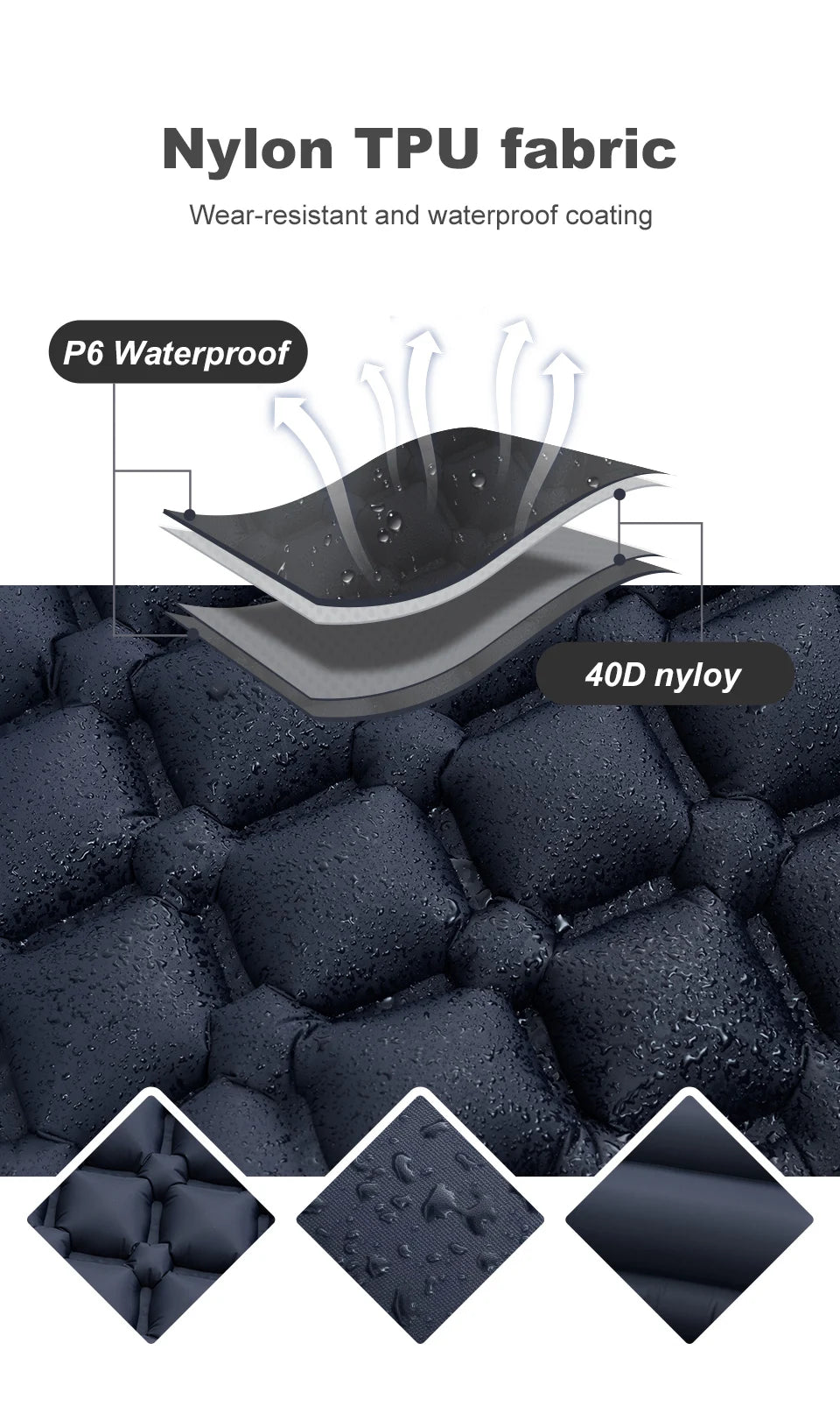 PACOONE Ultralight Camping Sleeping Pad – Folding Air Mattress with Pillow for Hiking & Travel