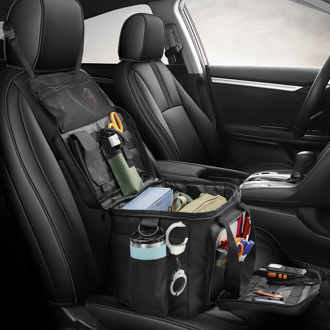 Police Duty Patrol Bag – Water-Resistant Front Seat Organizer for Law Enforcement Gear