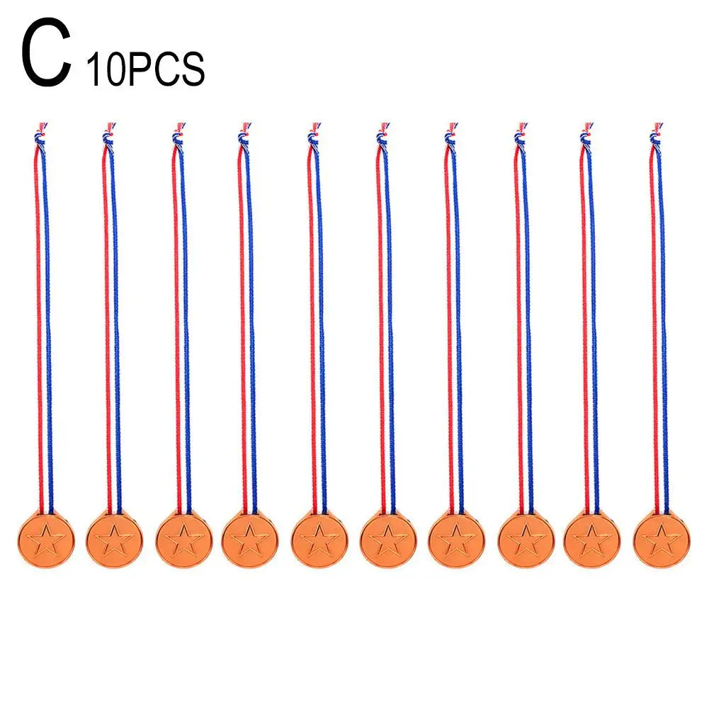 10/20pcs Gold Plastic Winner Medals – Party Favors & Game Prizes for Kids