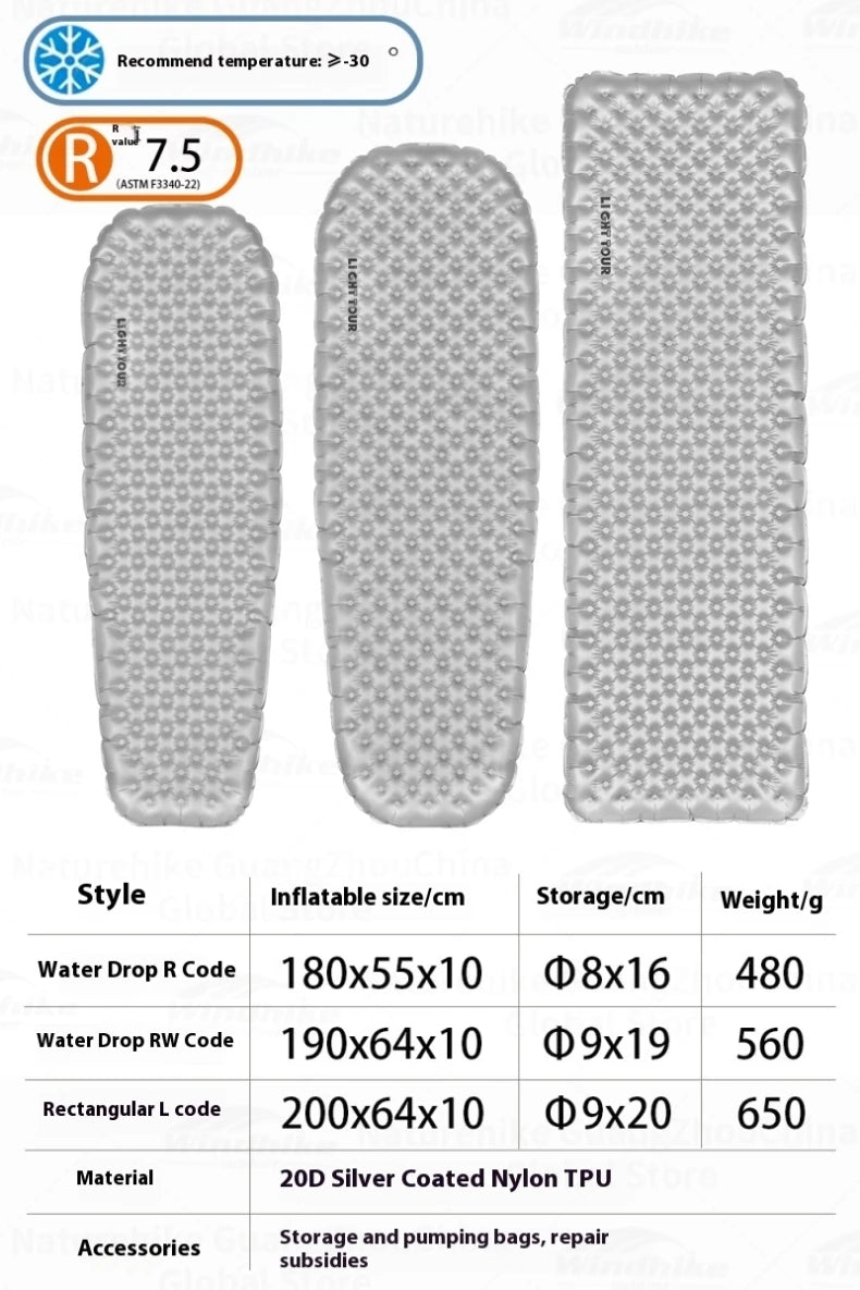 Windhike Inflatable Sleeping Pad – Ultralight Thermal Camping Mattress with R7.5/R4.2 Insulation