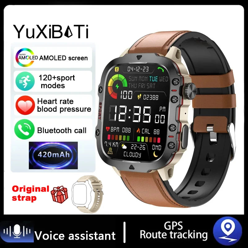 2024 Rugged Smartwatch for Men – 1.96" Bluetooth Call, 5ATM Waterproof, Fitness & Health Tracker