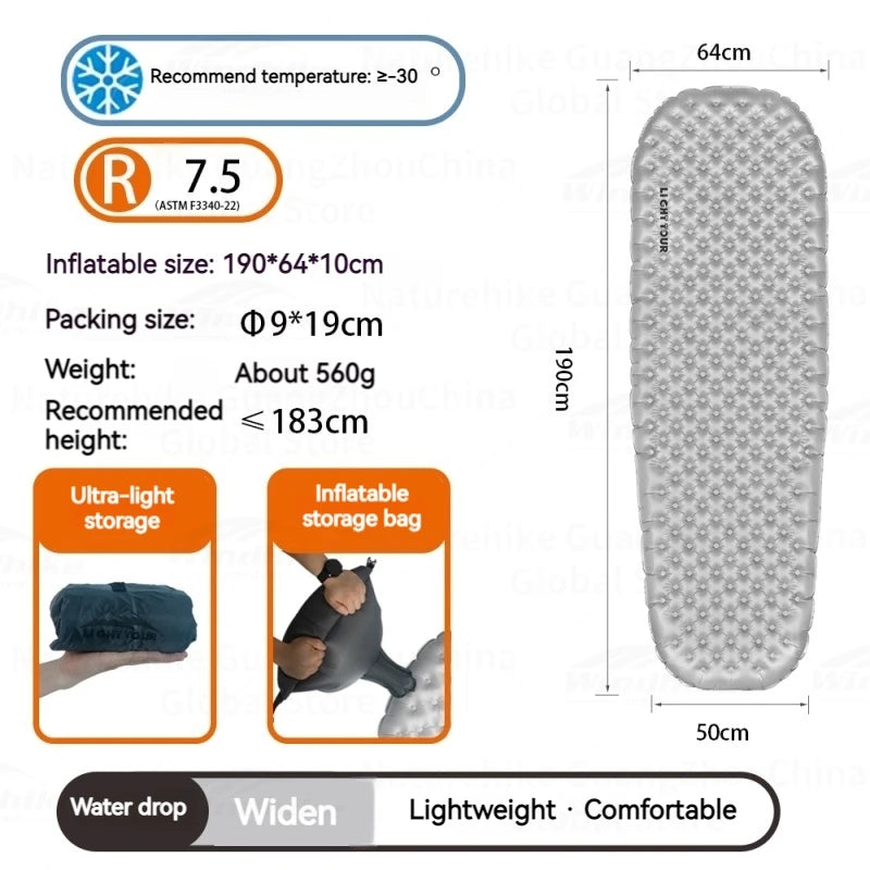 Windhike Inflatable Sleeping Pad – Ultralight Thermal Camping Mattress with R7.5/R4.2 Insulation