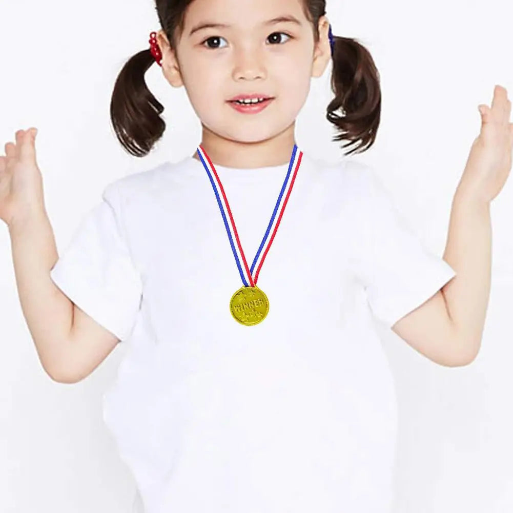 10/20pcs Gold Plastic Winner Medals – Party Favors & Game Prizes for Kids