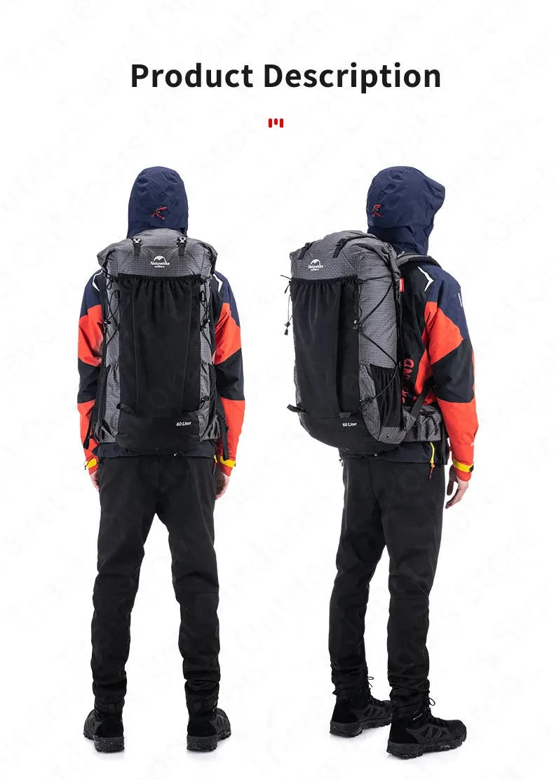 Naturehike 60+5L Waterproof Hiking Backpack – Ultralight Camping & Climbing Travel Pack