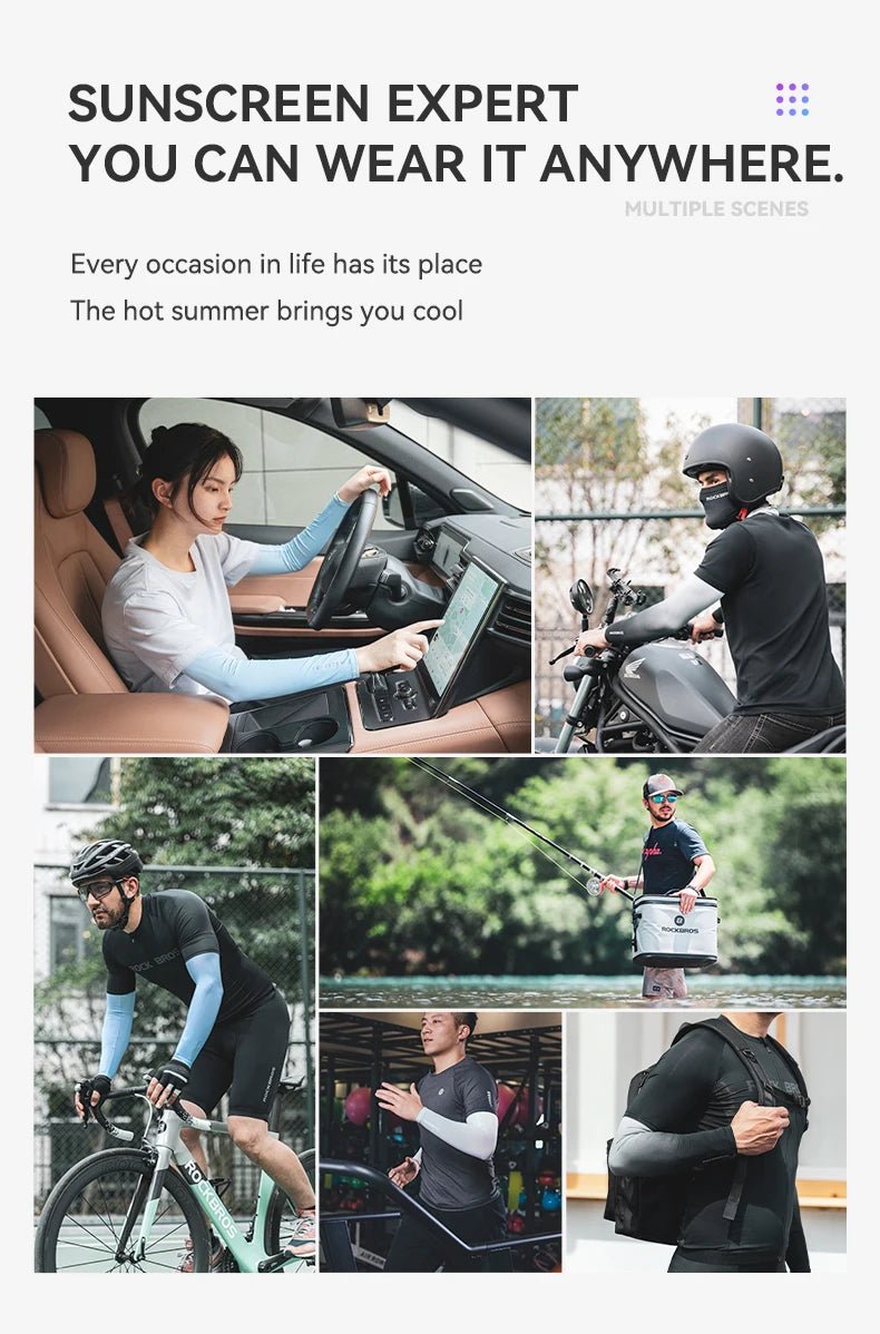 ROCKBROS Ice Silk Arm Sleeves – UV Protection for Cycling, Running & Outdoor Sports