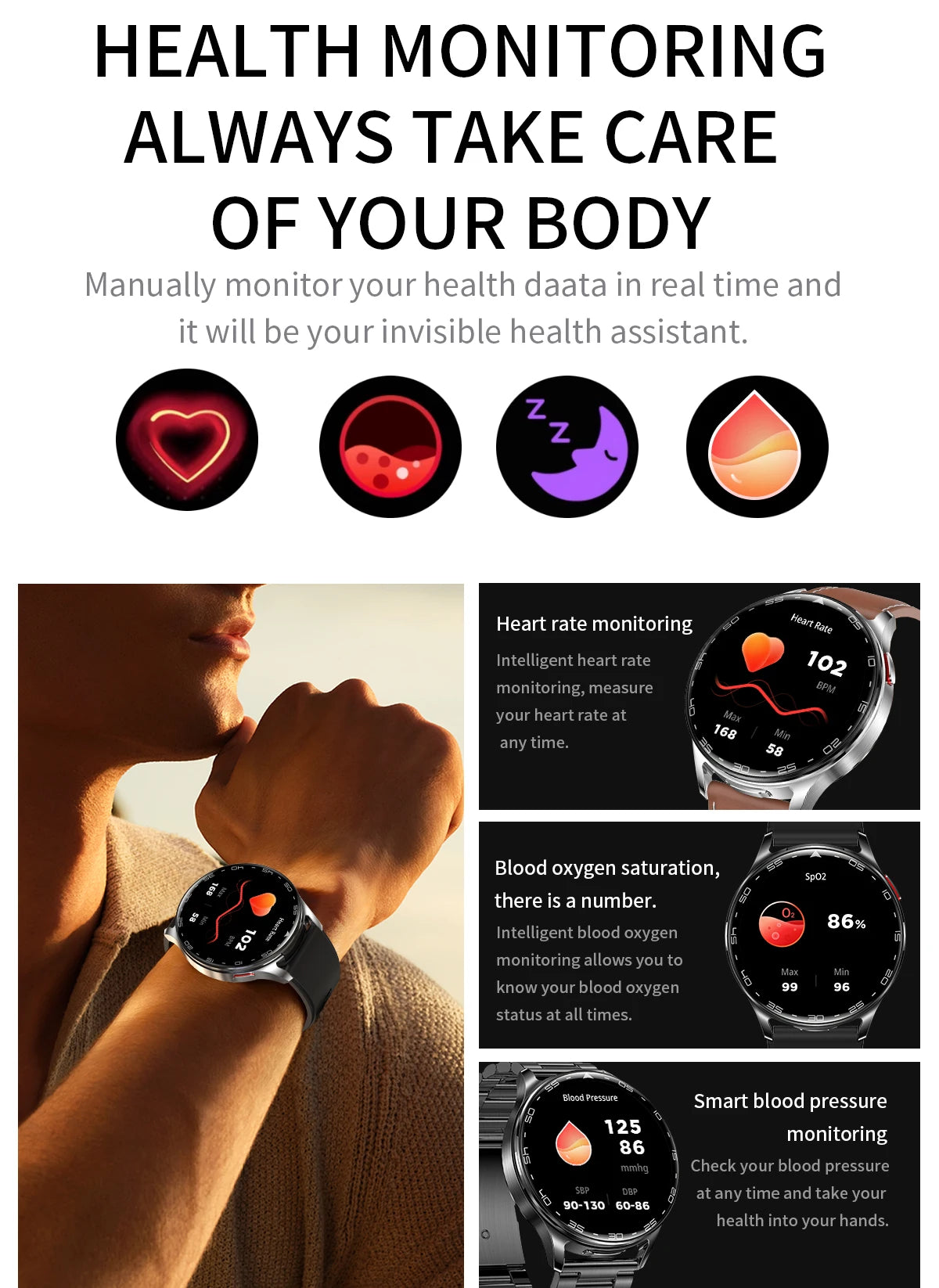 LIGE 2-in-1 Smartwatch with TWS Earbuds – Fitness Tracker with Music & Health Monitoring