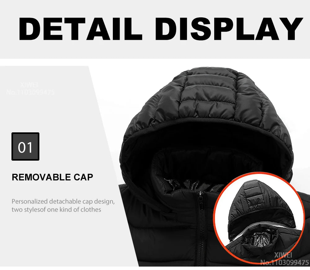 21-Zone USB Heated Jacket – Winter Heating Vest for Men & Women, Washable Outdoor Coat