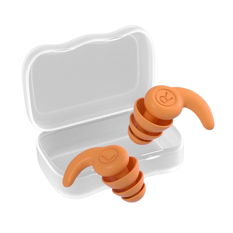 Silicone Waterproof Swimming Earplugs – 3-Layer Noise Reduction Soundproof Ear Plugs (1 Pair)