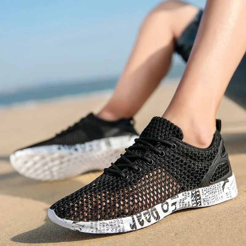 Men’s Summer Aqua Shoes – Breathable Air Mesh Water Sneakers for Beach & Sports