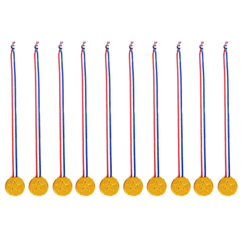 10/20pcs Gold Plastic Winner Medals – Party Favors & Game Prizes for Kids