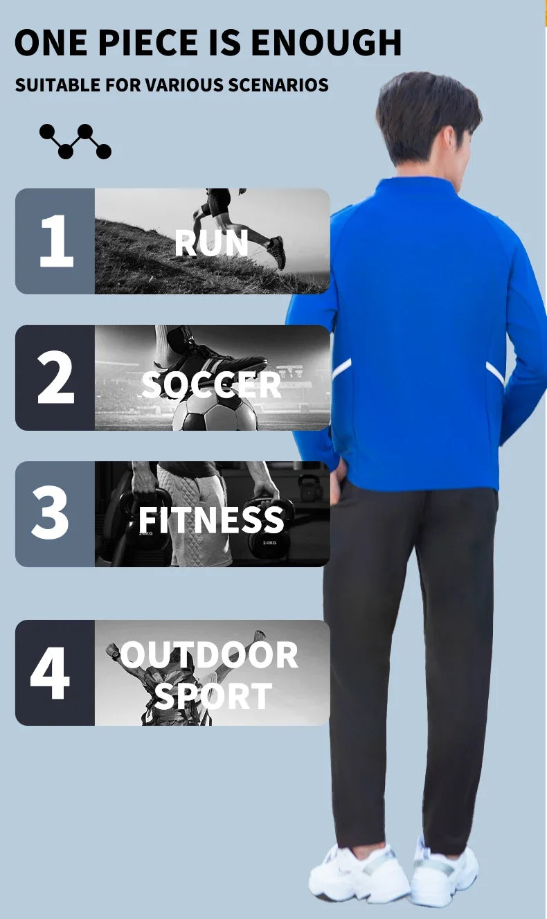 Custom Logo Men’s Full-Zip Sports Tracksuit – Team Football Training Suit (Model 8501)