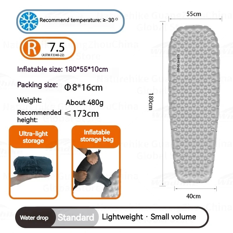 Windhike Inflatable Sleeping Pad – Ultralight Thermal Camping Mattress with R7.5/R4.2 Insulation